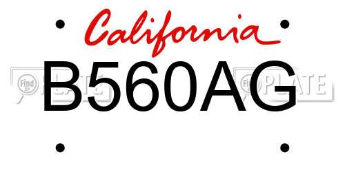 B560AG California License Plate