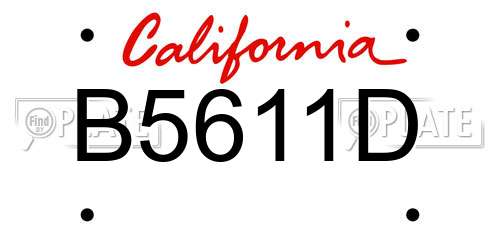 B5611D California License Plate