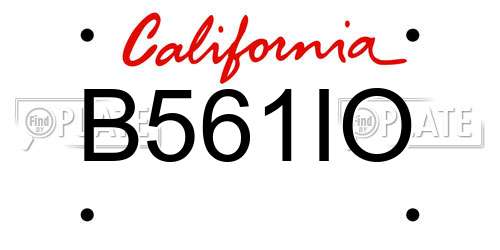 B561IO California License Plate