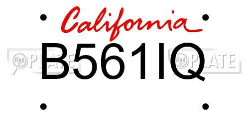 B561IQ California License Plate