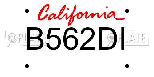B562DI California License Plate
