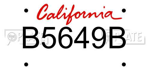 B5649B California License Plate