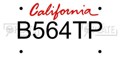 B564TP California License Plate