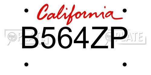 B564ZP California License Plate
