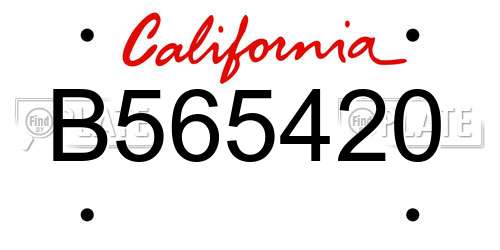 B565420 California License Plate