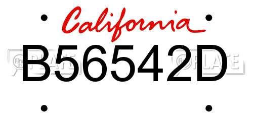 B56542D California License Plate