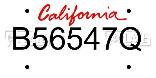 B56547Q California License Plate