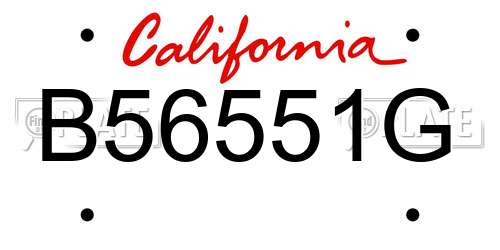 B56551G California License Plate