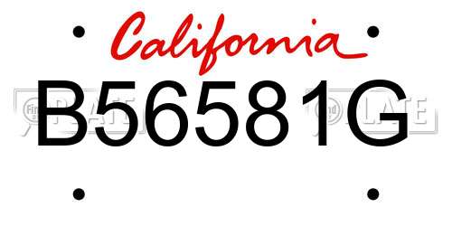 B56581G California License Plate