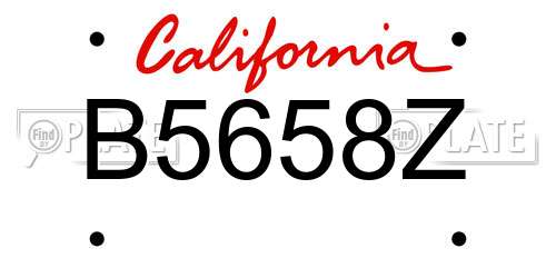 B5658Z California License Plate