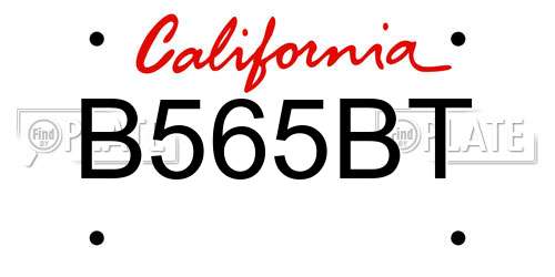 B565BT California License Plate