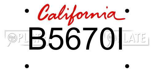 B5670I California License Plate
