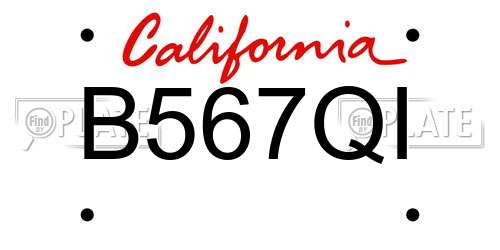 B567QI California License Plate