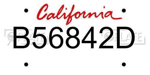 B56842D California License Plate