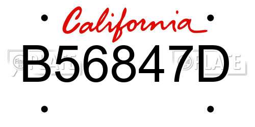 B56847D California License Plate