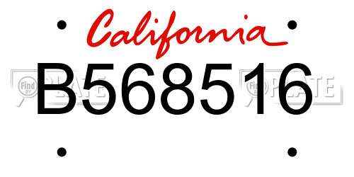 B568516 California License Plate