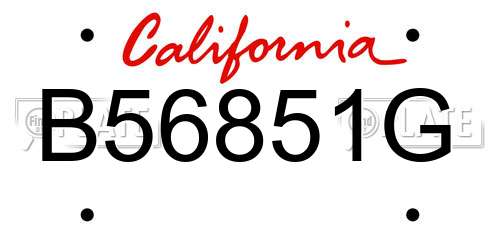 B56851G California License Plate