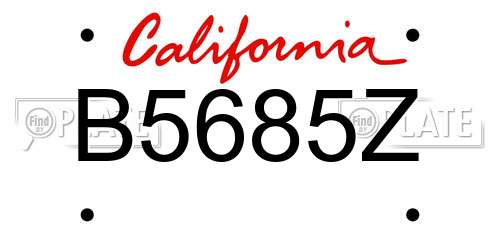 B5685Z California License Plate