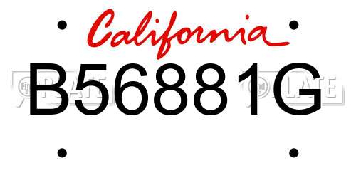 B56881G California License Plate