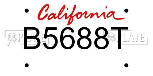 B5688T California License Plate