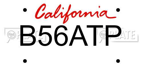 B56ATP California License Plate