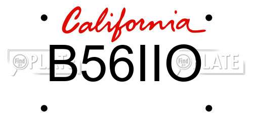 B56IIO California License Plate