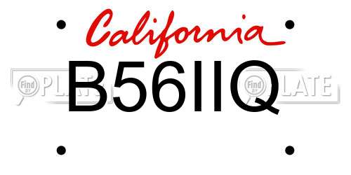 B56IIQ California License Plate
