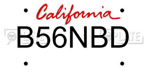B56NBD California License Plate