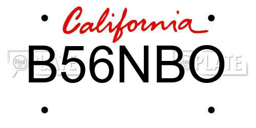 B56NBO California License Plate