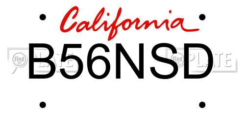 B56NSD California License Plate