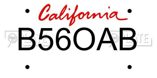 B56OAB California License Plate