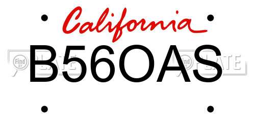 B56OAS California License Plate