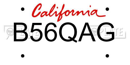 B56QAG California License Plate