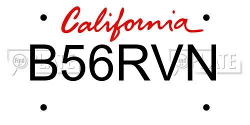 B56RVN California License Plate