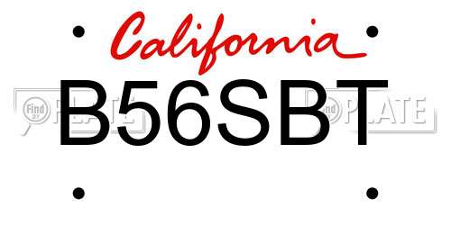B56SBT California License Plate
