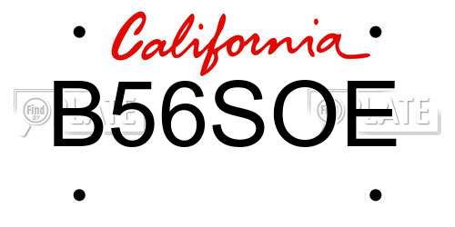 B56SOE California License Plate