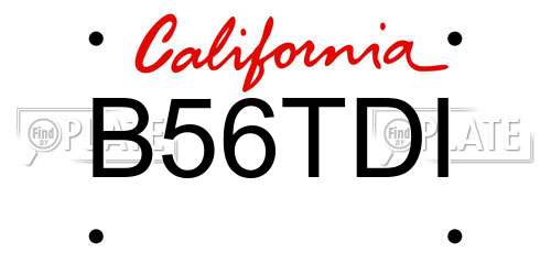 B56TDI California License Plate