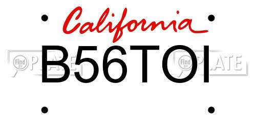 B56TOI California License Plate