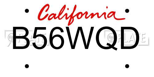 B56WQD California License Plate