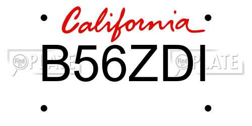 B56ZDI California License Plate