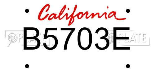 B5703E California License Plate