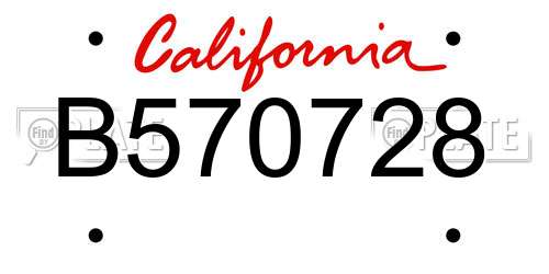 B570728 California License Plate