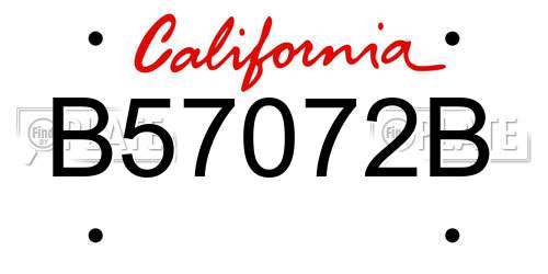 B57072B California License Plate