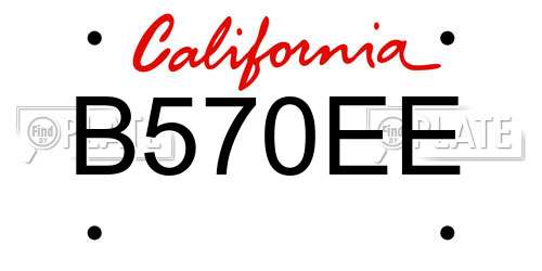 B570EE California License Plate