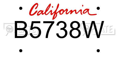 B5738W California License Plate
