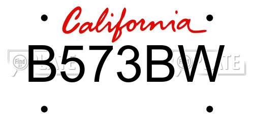 B573BW California License Plate