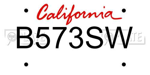 B573SW California License Plate