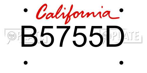 B5755D California License Plate