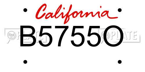 B5755O California License Plate
