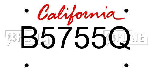 B5755Q California License Plate